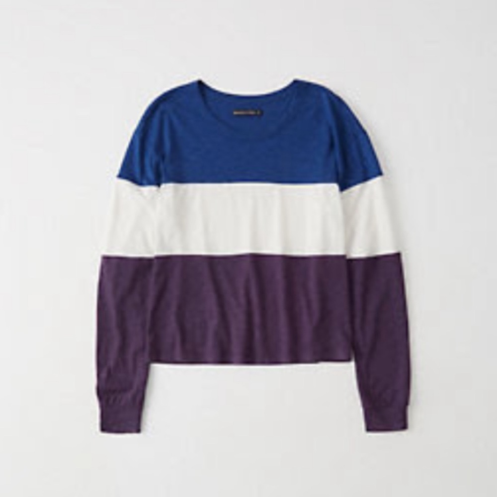 Abercrombie & Fitch Women Long-Sleeve Colorblock Tee (Size: M)